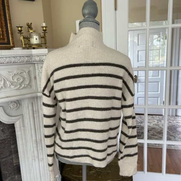 Cynthia Rowley Cream and Brown Striped Sweater - Picture 2 of 4